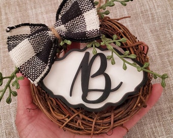 Personalized Initial Holiday Mini Wreath Ornament