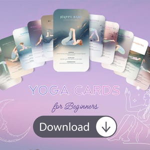 Yoga Flashcards (PDF/JPG) for Printing - Beginner Asana Flashcards (Digital) - Self-Care Routine - Yoga Cheat Sheets - Workout Poster (DIY Download)