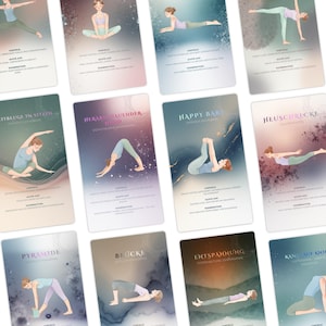 Set di carte yoga per principianti - 40 carte di esercizi in tedesco - Regalo per donne e uomini - Scatola di carte per la consapevolezza - Carte per l'apprendimento degli asana - Accessori per lo yoga