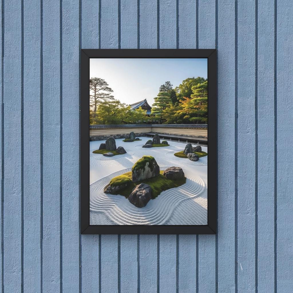 Zen Garden Art Print, Minimalist Kyoto Sand, Meditation Decor (digital ...
