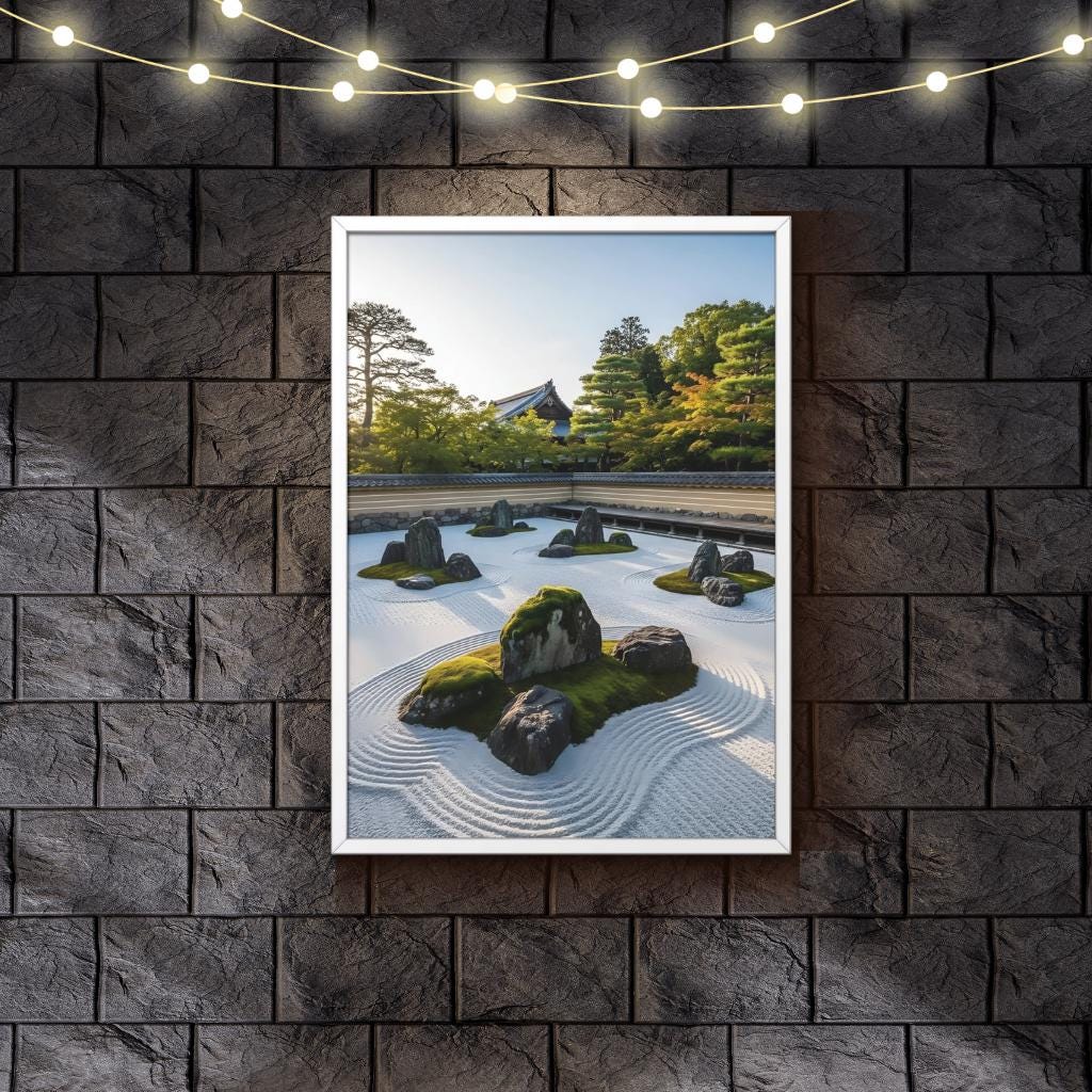 Zen Garden Art Print, Minimalist Kyoto Sand, Meditation Decor (digital ...