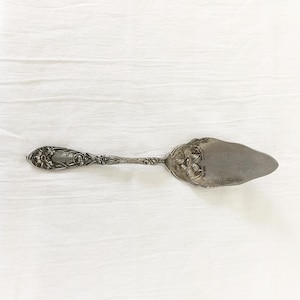 Antyczny serwer nóż do ciasta serwer do ciasta srebrny talerz Oxford Silver Plate Co 1908 Narcyz przez Oxford Silver Wm A Rogers Ltd z Nowego Jorku