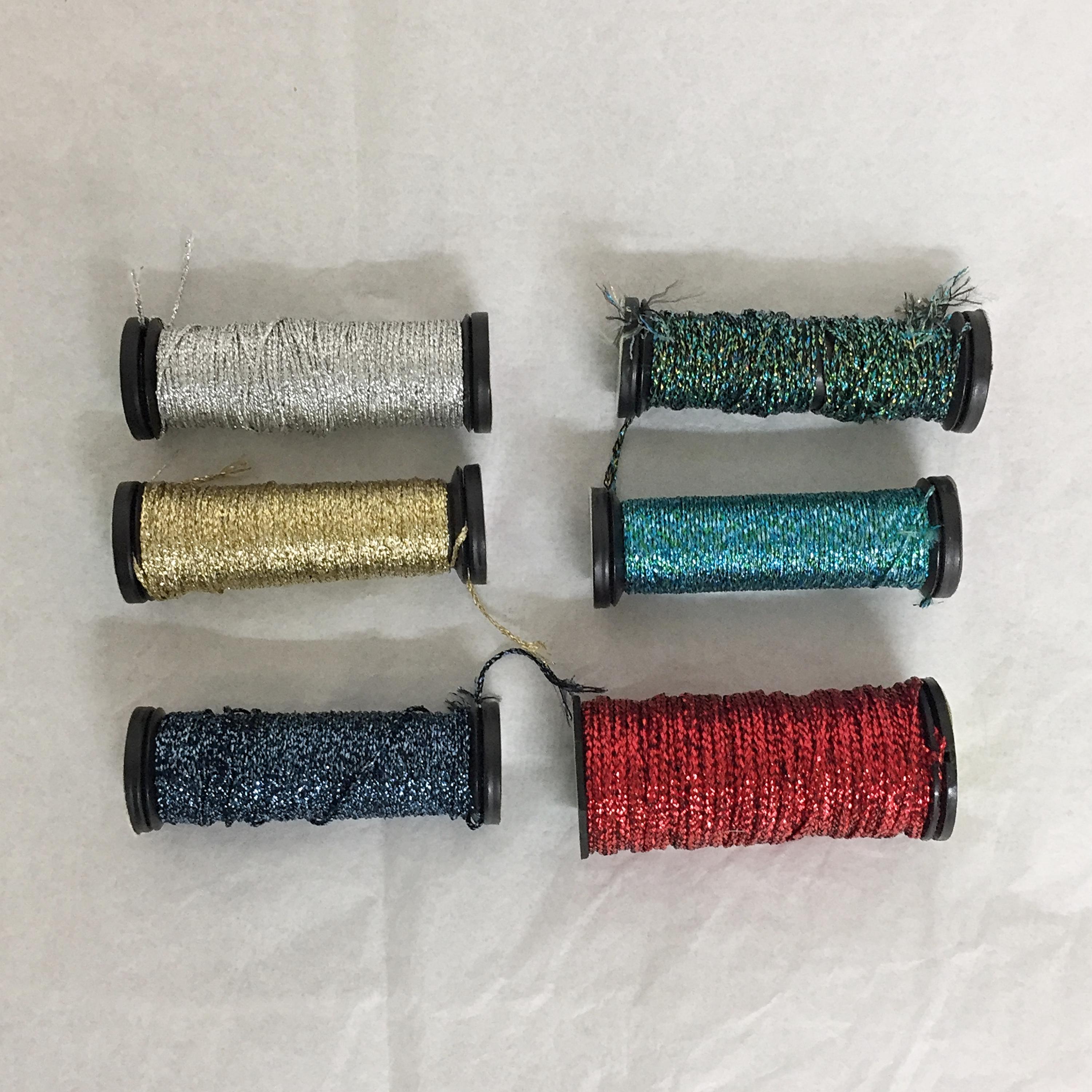 Light Effects Ebony Metallic Embroidery Thread - 12 Skeins, 8.7 Yards Each, Divisible Strands