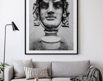 Classical Bust Print – Black and White Greek Sculpture (Digital Download)