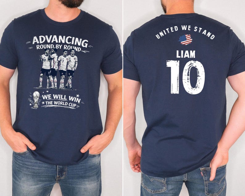 Personalized USA Soccer Shirt Bella Canvas 3001 Custom Name Number Tee