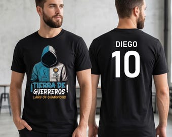 Argentina Soccer Fan Tee | Custom Name Number | Tierra de Guerreros Bella Canvas