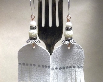 Fringed Leather Bead Soup Earrings