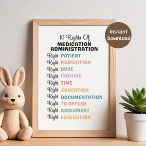 10 Rechte der Medikamente Gabe Poster, Schul Krankenschwester Büro Deko (Digitaler Download)