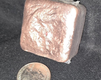 10 oz Hand Poured .999 Copper Square Cube Bar – Rustic Bullion Coin, Collectible Metal Art, Made in USA