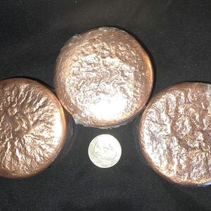 3 x 10 oz (10 oz each - 30 oz total) Hand Poured Copper Bullion Round (Set of Three 10 oz Round Bars) – .999 Fine, Rustic Texture