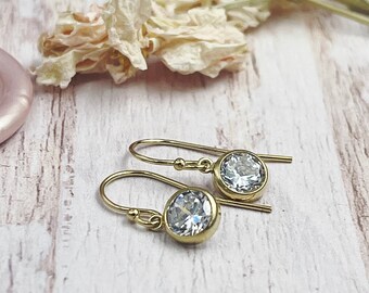 Crystal Earrings, April Birthstone,  Goldfill Crystal Earrings, Bridesmaid Earrings, April Birthday