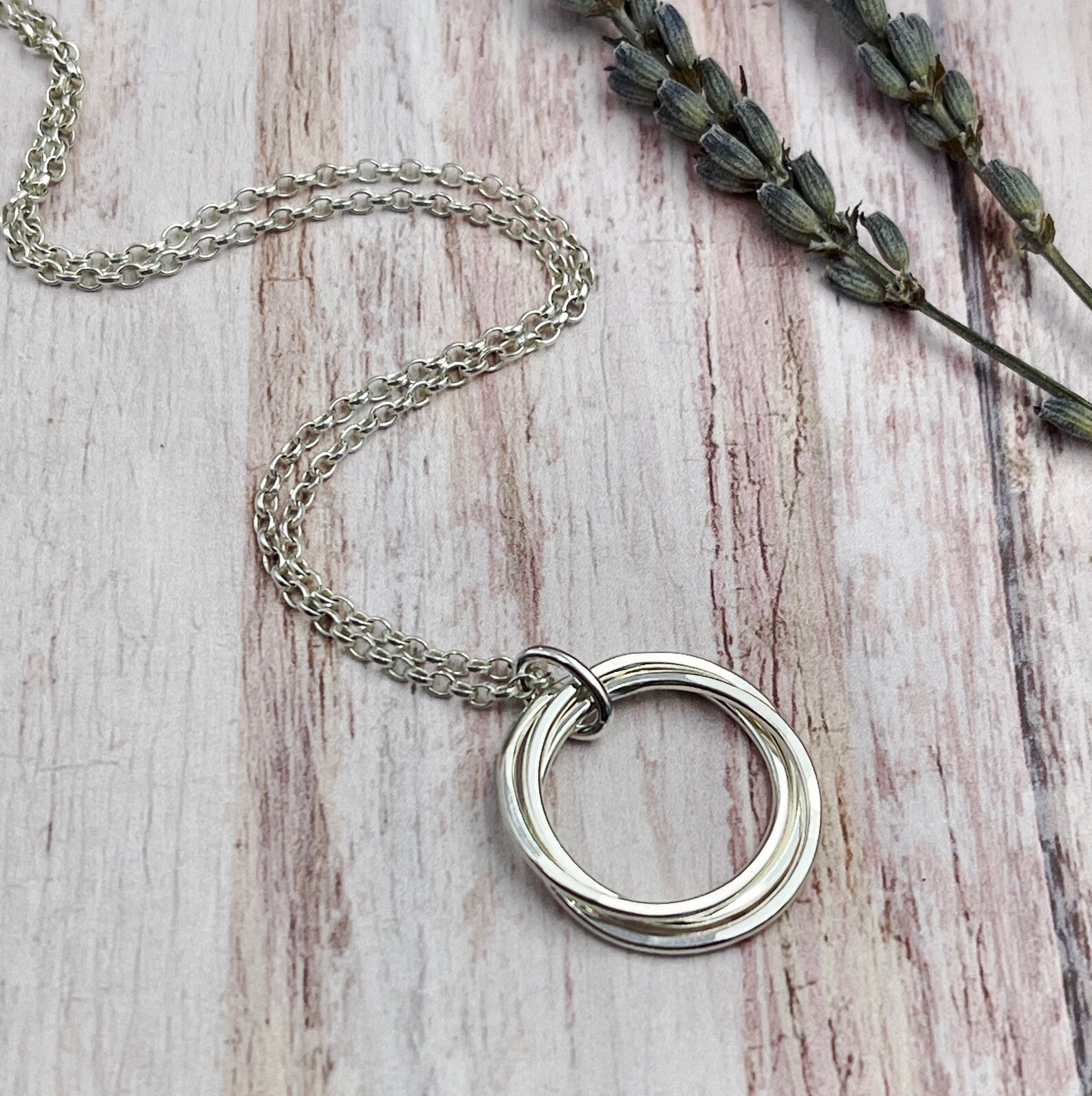 3 Rings Necklace Interlocking Rings 30th Birthday Necklace Etsy