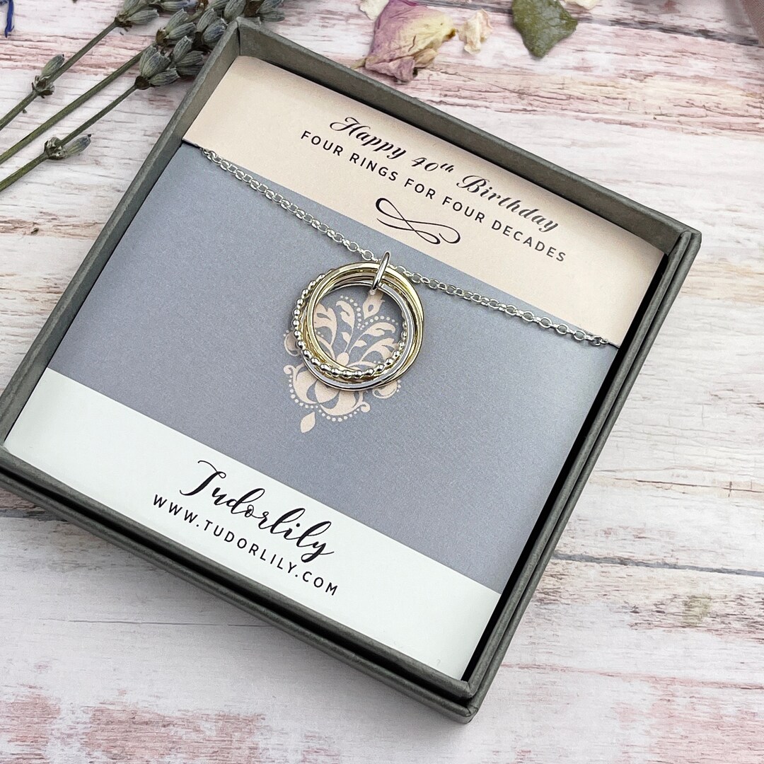 Rings Necklace, Interlocking Rings, 40th Birthday Necklace