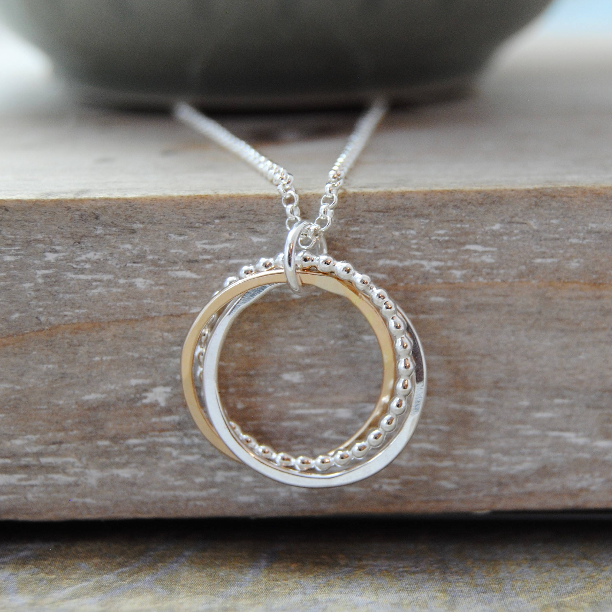 3 Rings Necklace Interlocking Rings 30th Birthday Necklace Etsy