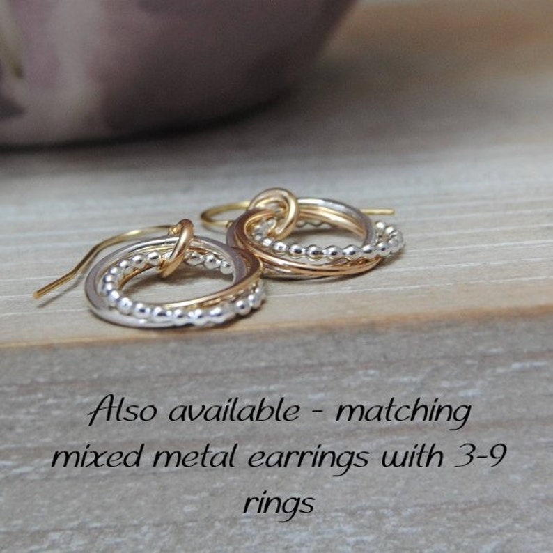 6 ring Aquamarine Necklace March Birthday 60th birthday Mixed Metals Silver and Gold Rings March Birthstone