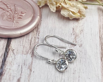 Boucles d’oreilles en cristal, Pierre de naissance d’avril, Boucles d’oreilles en cristal d’argent sterling, Boucles d’oreilles de demoiselle d’honneur, Anniversaire d’avril