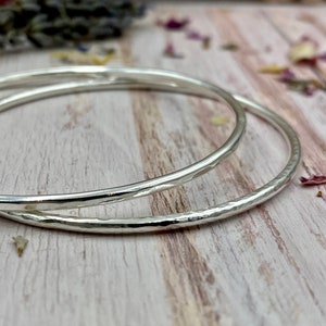 Oval Sterling Silver Textured Bangle