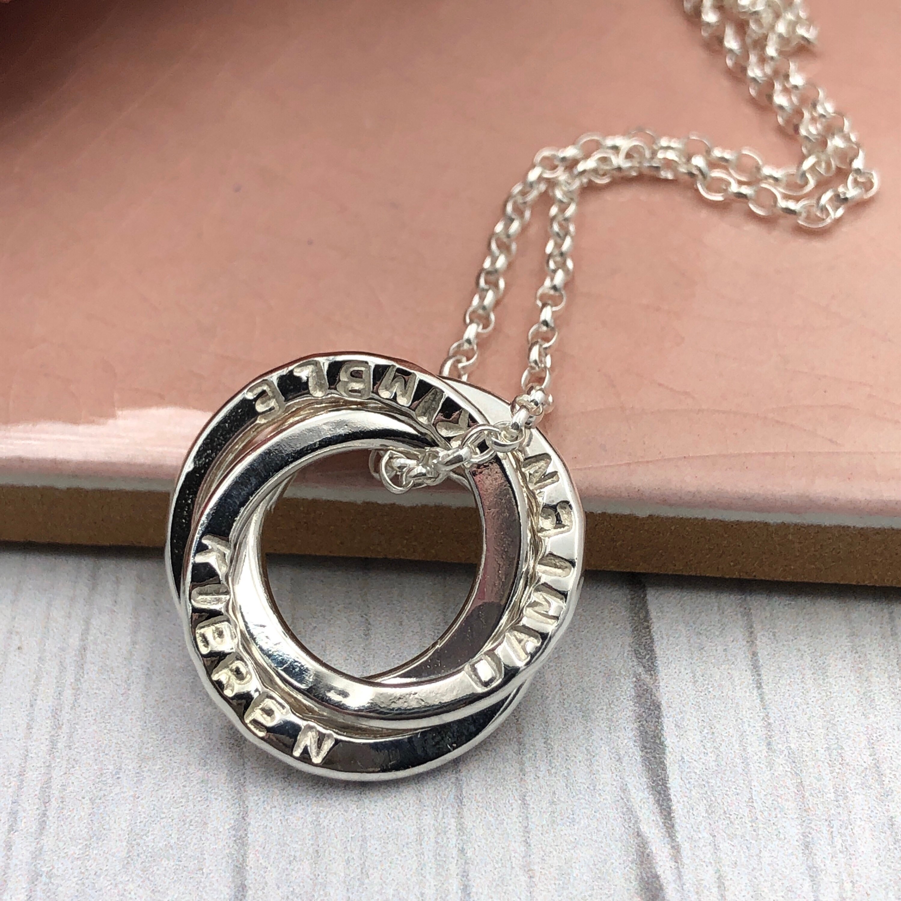 Children's Petite Names Necklace 3 Rings Personalised Etsy UK