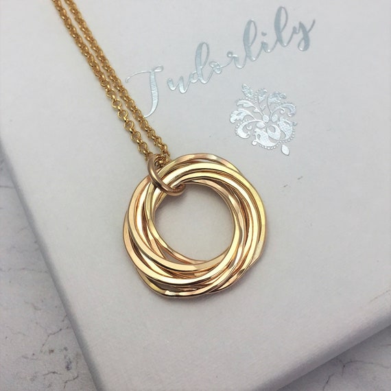 8 Rings Gold Necklace Interlocking Rings 80th Birthday | Etsy