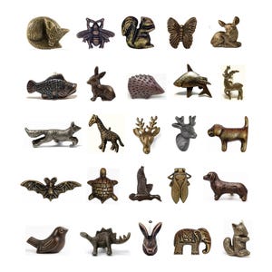 Animal Cabinet Knobs, Antique Bronze Drawer Pulls, Woodland Safari Nursery Decor