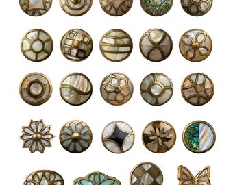 Tiradores de latón antiguo con nácar para armarios, tiradores de cajón vintage con forma de concha, herrajes de estilo bohemio.
