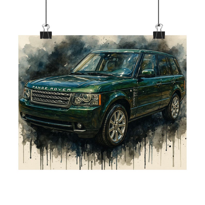 Range Rover Print Image Green Range Rover Watercolor Print Matte Horizontal Poster | SUV Wall ...
