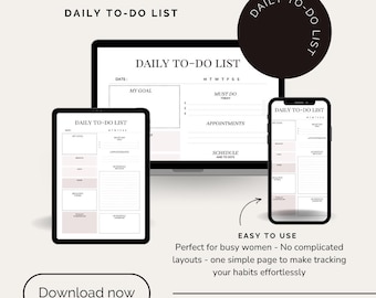 Minimal Daily Task Planner Printable | Clean To Do Checklist PDF | Simple Productivity Sheet