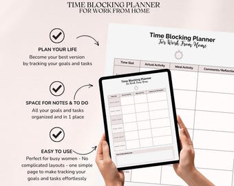 Work From Home Time Blocking Planner | Printable Productivity Schedule PDF