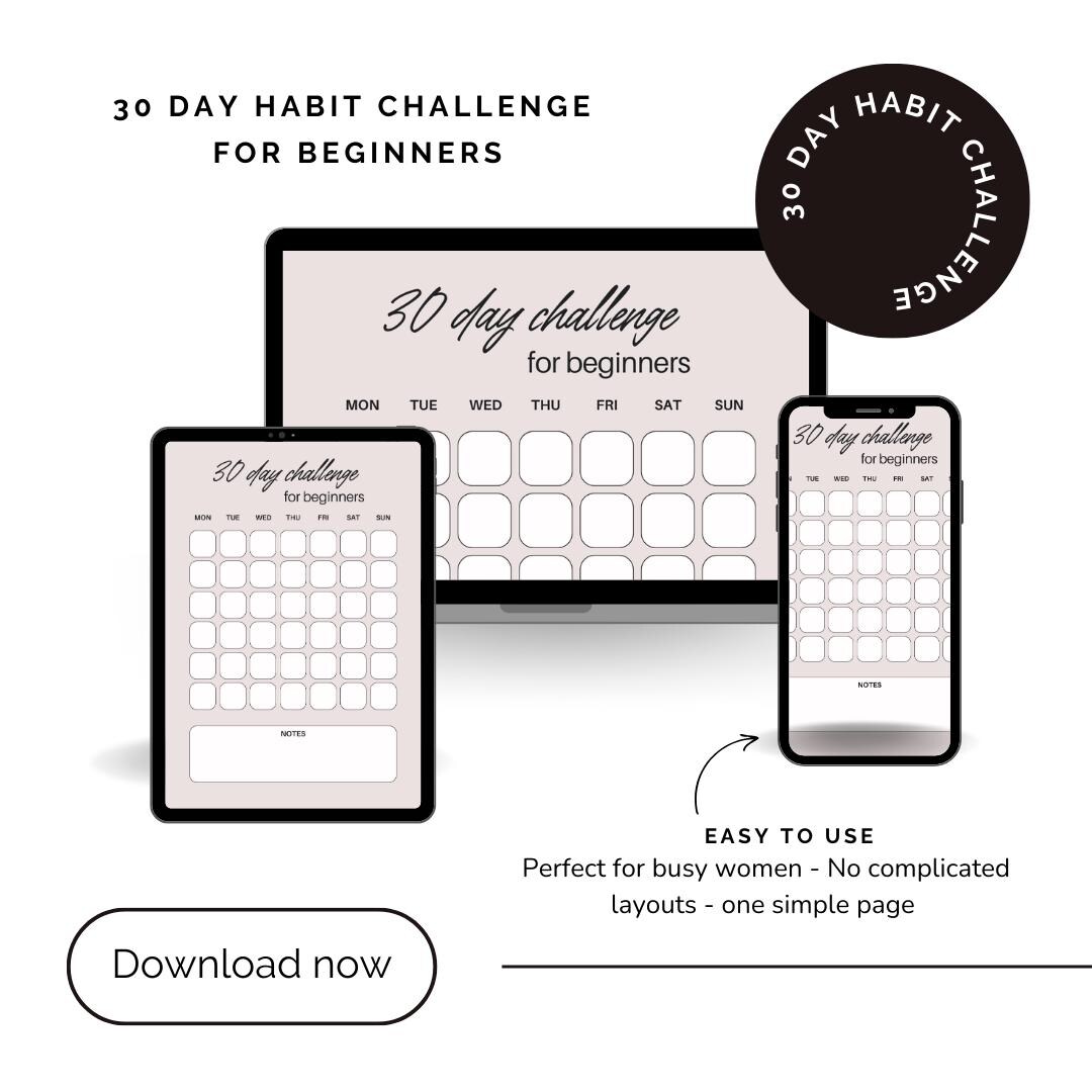 30 Day Habit Challenge Printable for Beginners | Easy Routine Tracker ...