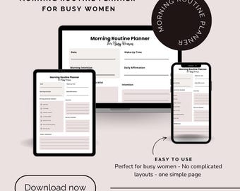 Morning Routine Planner for Busy Women | Daily Productivity PDF