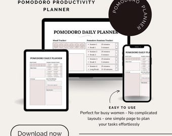 Pomodoro Timer Planner Printable | Focus Session Tracker | Productivity PDF