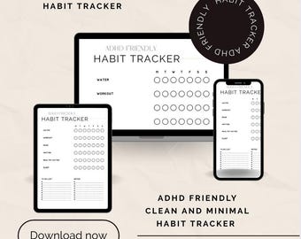 ADHD-Friendly Habit Tracker | Clean Minimal Routine Tracker | ADHD Printable PDF for Focus & Productivity