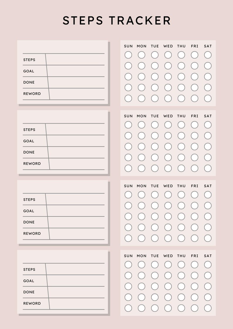Daily Step Tracker Printable | Weekly Walking Log | Fitness Habit ...