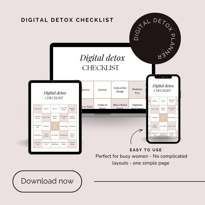 Digital Detox Planner Printable | Screen Time Reset Worksheet | PDF - Etsy