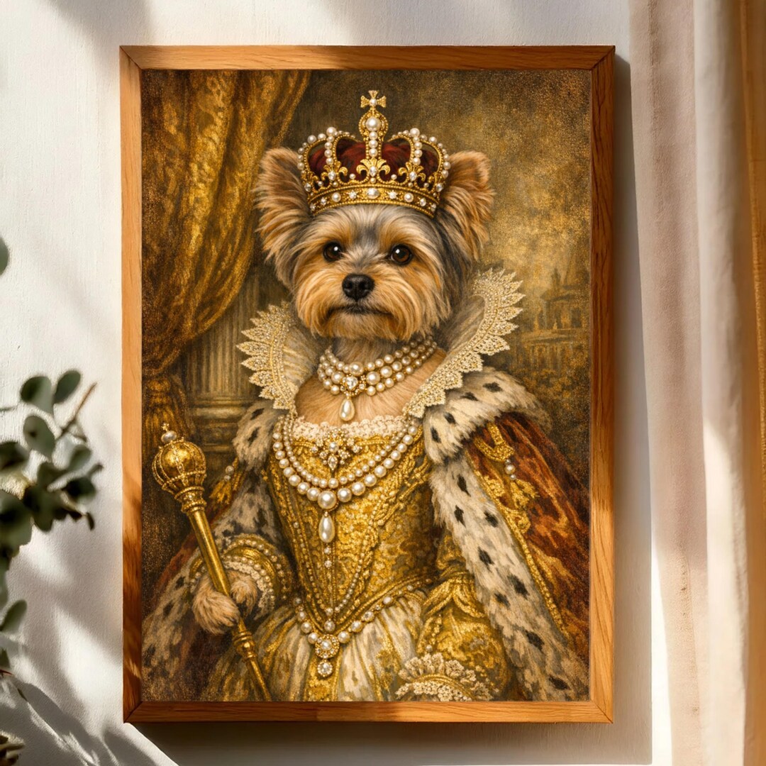 Custom Pet Portrait Renaissance Queen Painting, Regal Dog Wall Art - Etsy