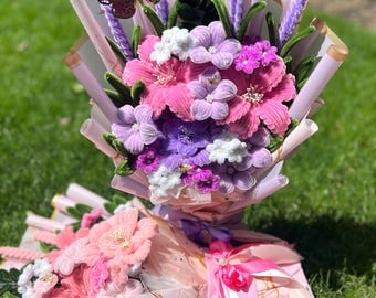 Bouquet di fiori artificiali realizzati a mano con scovolini, composizione floreale realistica, regalo unico per lei, bouquet di compleanno, fiori decorativi per la casa.