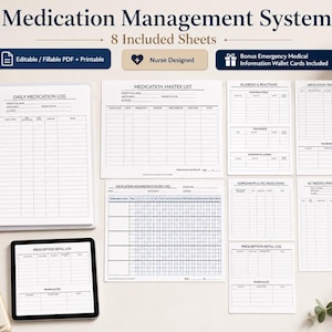 Medication Log for Elderly Parents | Caregiver Medication Tracker | MAR Sheet | Refill Log | Home Health Printable