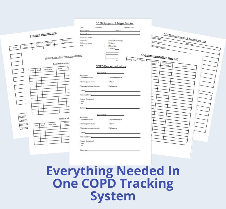 COPD Tracker & Oxygen Log Printable PDF, Lung Disease O2 Saturation ...