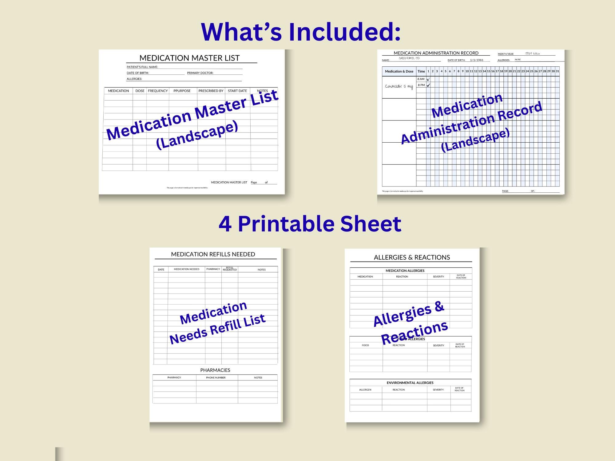 Medication Administration Record | Daily Log for Caregivers (PDF ...