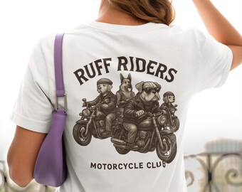 Dog Biker T-Shirt, Ruff Riders Motorcycle Club Graphic