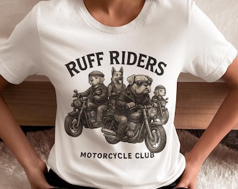 Dog Biker T-Shirt, Retro Motorcycle Club Graphic Tee