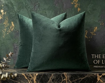 Pack of 2 Velvet Throw Pillow Covers 18x18", Army Green Cushion Covers, Soft Sofa Pillow Cases with Hidden Zipper, Modern Home Decor