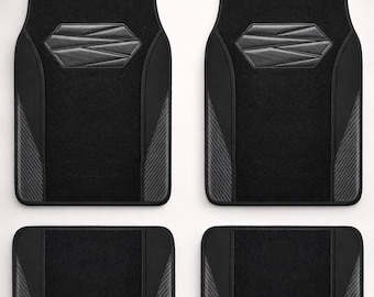 Waterproof Faux Leather Car Floor Mats - Universal Fit Carbon Anti-Slip Mats for SUV, Vans, Sedans & Trucks - Black Color