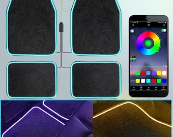 Soft Car Floor Mats with LED Strip Light - Universal Fit App-Controlled RGB  Anti-Slip Waterproof Car Decor  SUV, Trucks Sedans Jeep