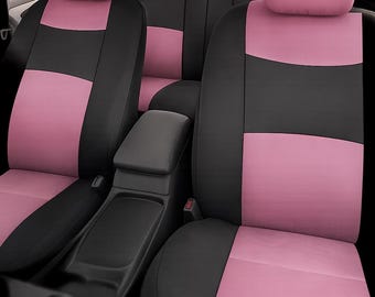 Pink Car Seat Covers Full Set, Universal Fit Front and Rear Seat Protector, Breathable Auto Covers for SUV Sedan Truck Van