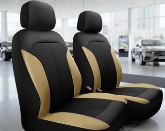 Car Seat Covers Waterproof Front Seats, Universal Fit Auto Seat Protector for Cars SUVs Trucks, Breathable Oxford Cloth Beige