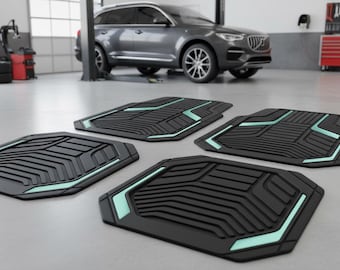 Heavy Duty Rubber Car Floor Mats, All Weather Anti Slip Auto Mats Set, Universal Trim to Fit for SUV Truck Sedan, Car Interior Accessories