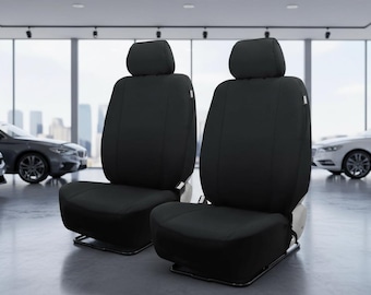 Black Car Seat Covers for Front Seats – Universal Fit Canvas Seat Protectors for Sedans, SUVs, Trucks & Vans, Airbag Compatible, Set of 2