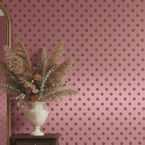 Dusty Pink Polka Dot Wallpaper | Boho Textured Circles Peel & Stick | Removable Wall Decor for Nursery Bedroom