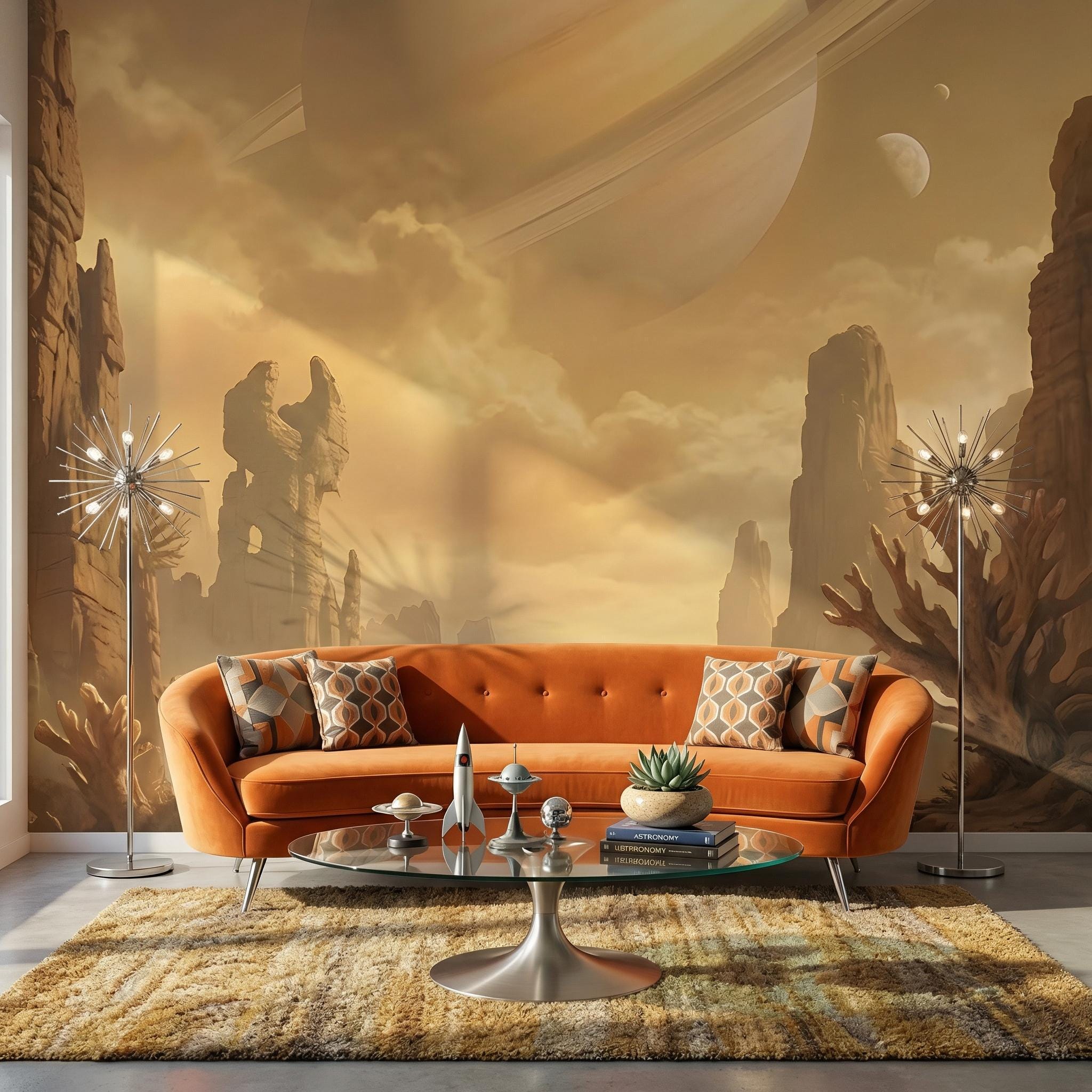 Alien Planet Wall Mural: Saturn and Desert Scene - Peel & Stick - Etsy